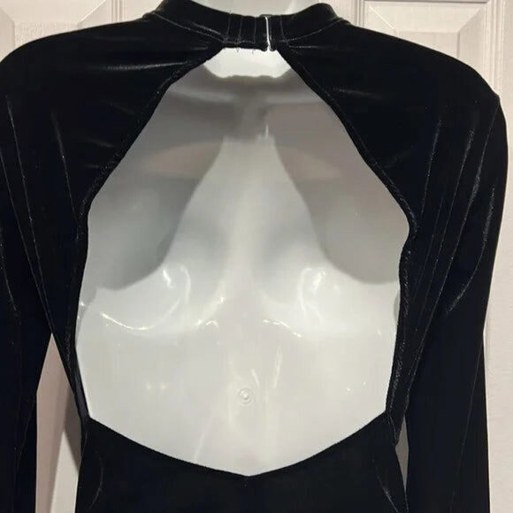 La Senza Black Velour Long Sleeve Open Back Bodysuit Size S NWT - Picture 7 of 11